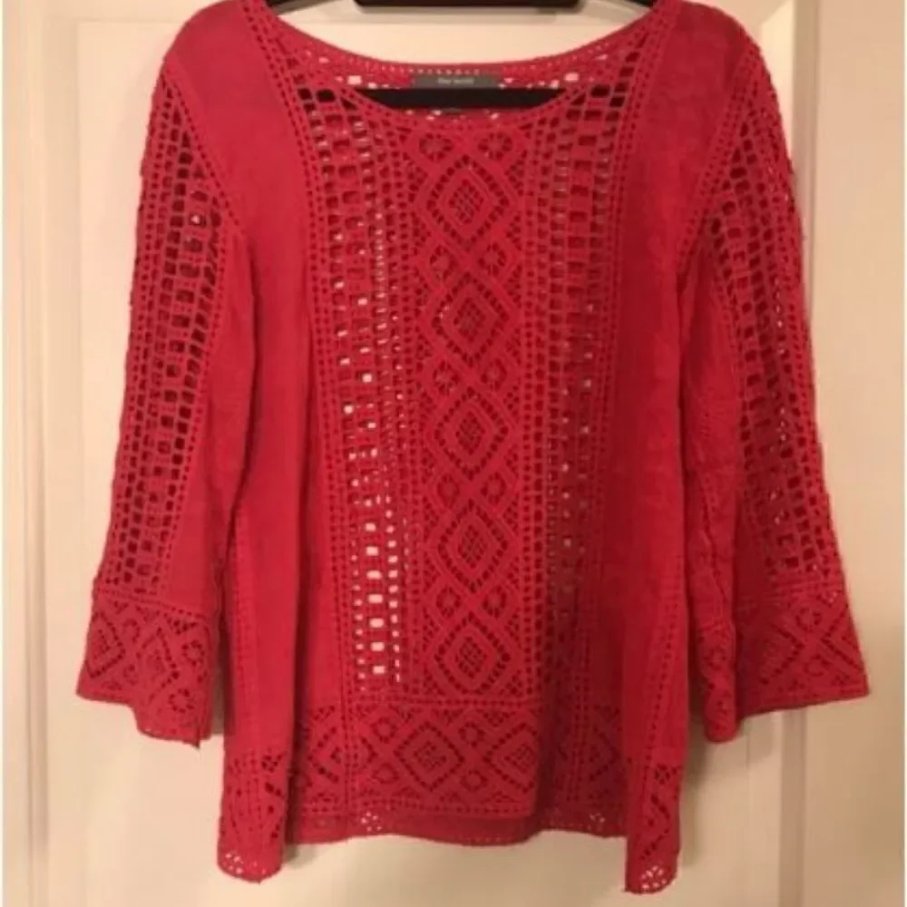 Blue Tassel Shavonne Lace Top Fuschia Pink {M}